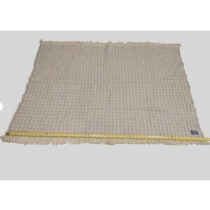 Vintage Pendleton 100% Virgin Wool Throw‎ Blanket Blue Ivory Fringe Made USA